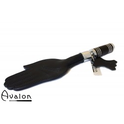 Avalon - SOLOMON - Paddle med håndform og brunt metallhåndtak med striper - Sort