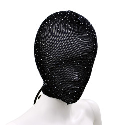 Lace Hood Shiny Diamonds - Maske med Stener - Sort