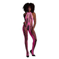 OUCH! - Glow in the dark - Bodystocking med Halterneck- Rosa XS/XL